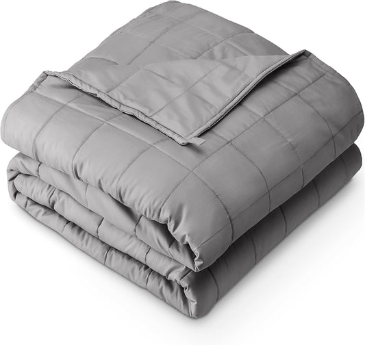 Weighted Blanket All-Natural 100% Cotton with Nontoxic Glass Beads 60"X80" 17Lbs, Light Grey