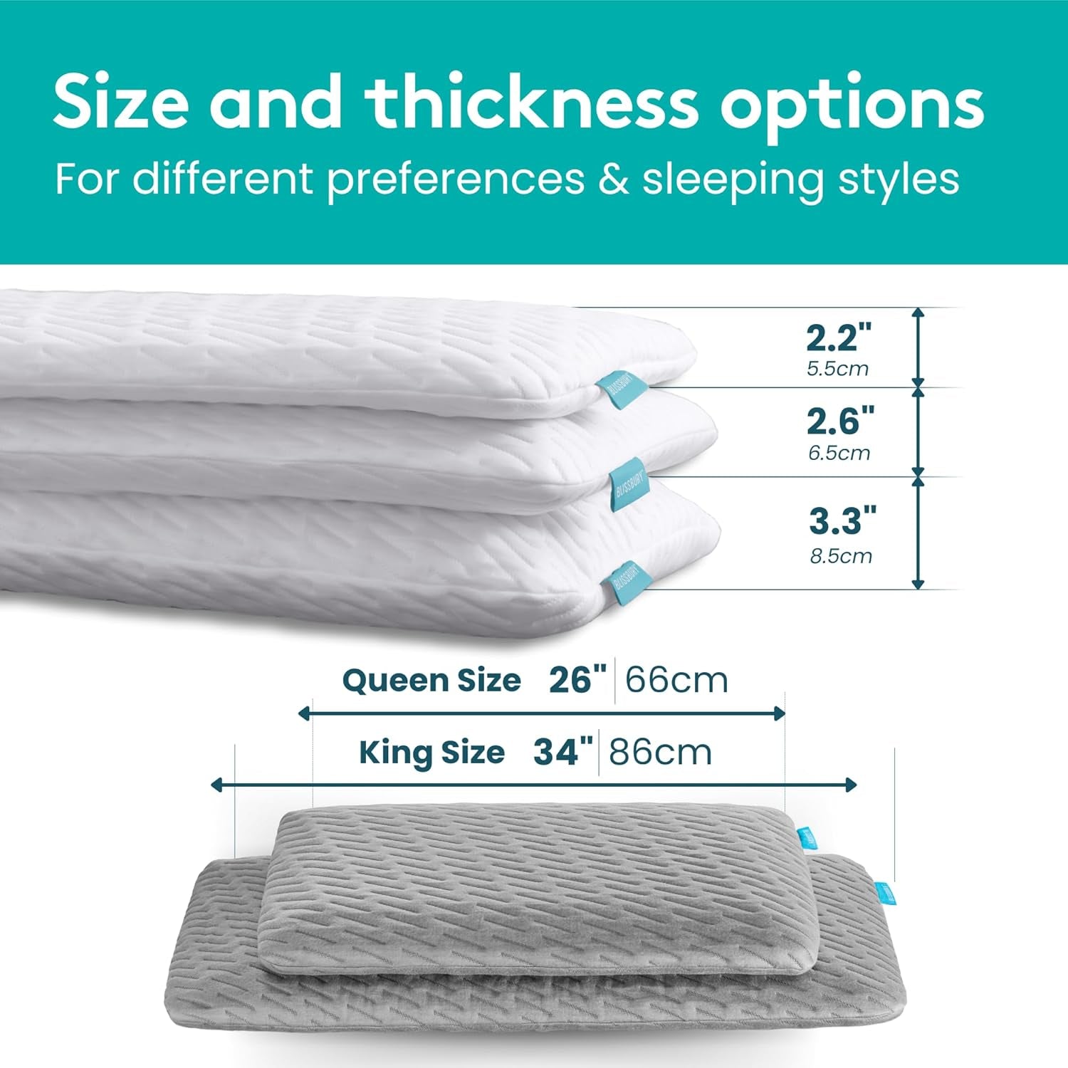 Stomach Sleeping Pillow - Thin Memory Foam Pillow for Stomach Sleepers | Ultra Thin Pillow for Sleeping | Flat Pillows for Sleeping, Slim Pillow, Stomach Sleeper Pillow | 2.6 Inch Thickness