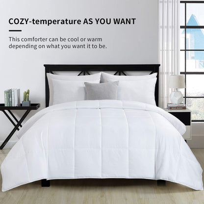 Lightweight Cooling Comforter Super King Size,100% Rayon Derived from Bamboo Shell down Alternative Duvet Insert,White Soft Summer Comforter for Hot Sleepers,8 Corner Tabs