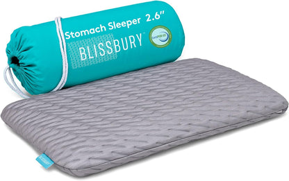 Stomach Sleeping Pillow - Thin Memory Foam Pillow for Stomach Sleepers | Ultra Thin Pillow for Sleeping | Flat Pillows for Sleeping, Slim Pillow, Stomach Sleeper Pillow | 2.6 Inch Thickness